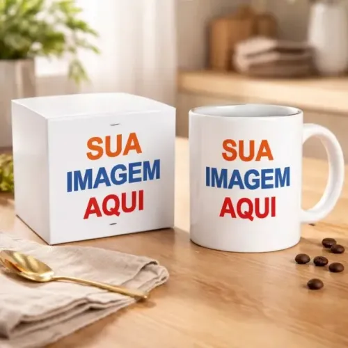 10 Canecas personalizadas + 10 caixinhas personalizadas
