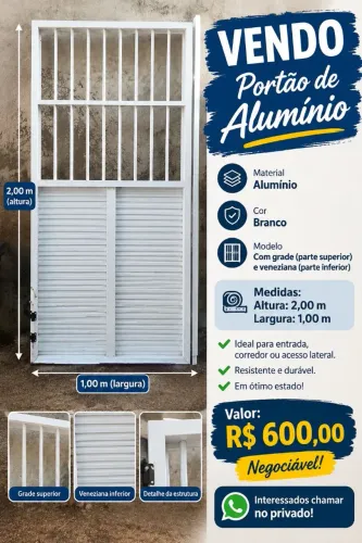 Portão de alumínio branco