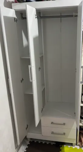 Guarda-Roupa Infantil 3 Portas + 2 Gavetas - Branco