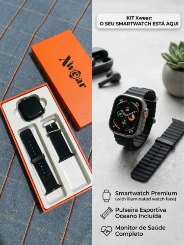Kit Smartwatch Xwear Premium + Pulseira Oceano - Caixa Completa