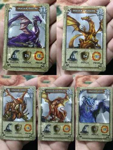 5 Cartas Prateada Dracomania Elma Chips originais!