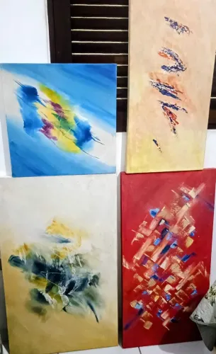 4 quadros tinta óleo 