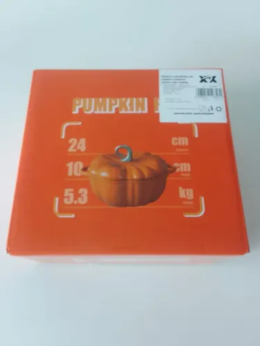 panela abobora de ferro fundido 24 cm com tampa (linda)
