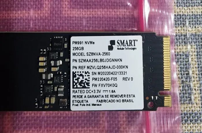 Ssd Nvme 256gb + memória 8gb Samsung