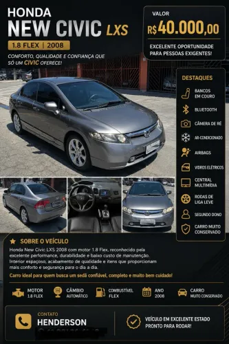 Honda Civic Sedan LXS 1.8/1.8 Flex 16V Mec. 4P 2008