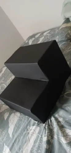 Escada Auxiliar 2 Degraus Estofada em Courvin Preto
