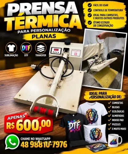 Prensa de camisetas e sacolas térmica 