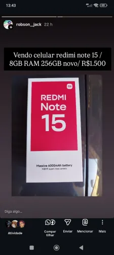 Celular redimi note 15 Black 8GB RAM de 256 GB