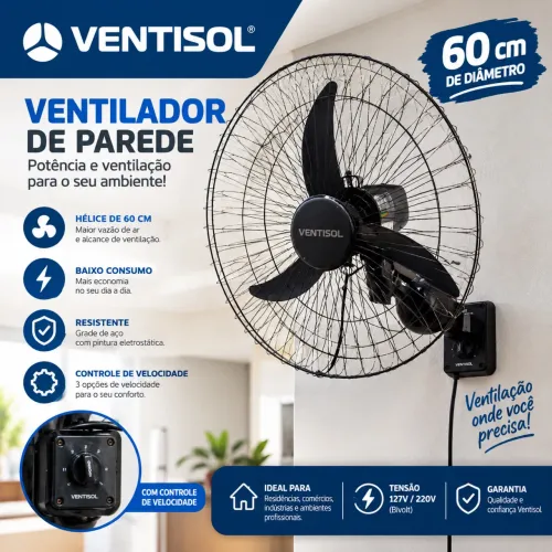 Ventilador Parede 60cm (Ventisol)