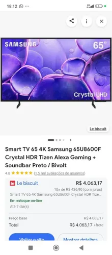 Vendo TV Samsung 65 smart 4k smart