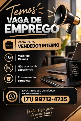 Vaga para vendedor interno 
