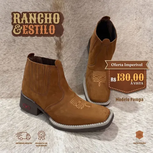 Botina Masculina 100% Couro - Vários Modelos (Sertão, Tropeiro, Lenhador, Durango, Pampa)