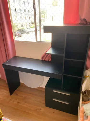 Escrivaninha preta 1,2m + gaveteiro 1m (ler descrição)