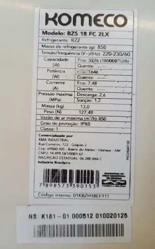 VENDO AR CONDICIONADO 18.000 BTUS