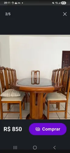 MESA DE JANTAR COM 8 CADEIRAS MADEIRA R$ 2.000,00
