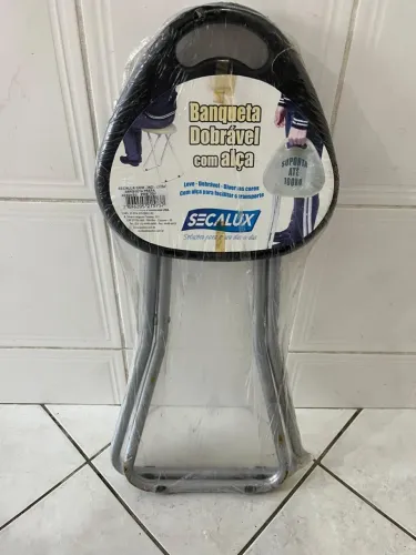 Banqueta portátil dobrável preta