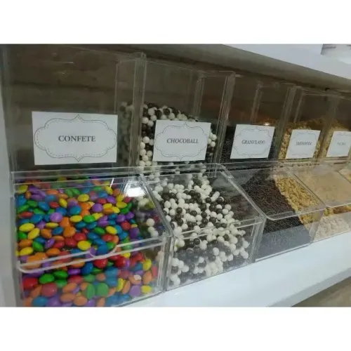 19 potes de acrilico de complementos para Sorveteria/Açaiteria 