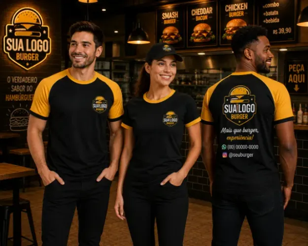 10 Camisas Personalizadas Para Uniforme de Hamburgueria / Malha PP