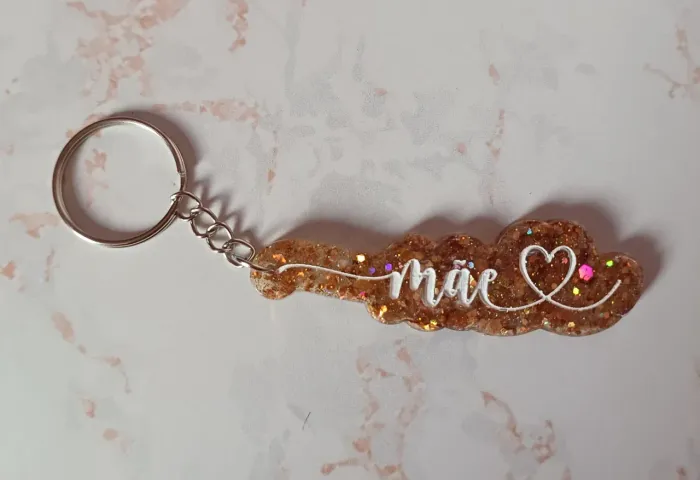 Chaveiro Mãe Dourado com Coração