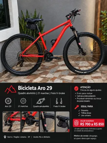 BICICLETA ARO 29 | PARA CONCERTO | DESAPEGO