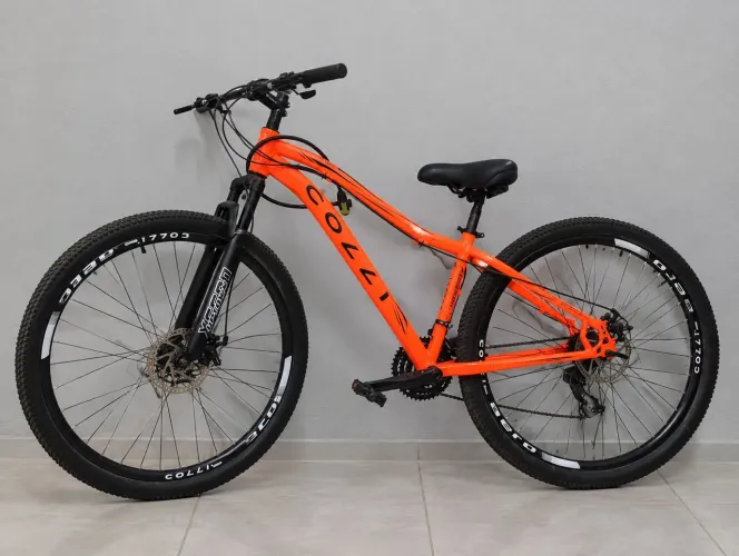 Bicicleta COLLI Aro 29 Laranja Neon - 21 Marchas e Freio a Disco
