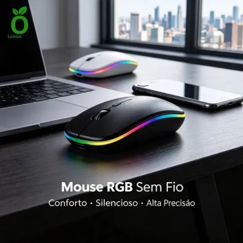 Mouse Sem Fio Recarregável - Confortável para Notebook e Computador