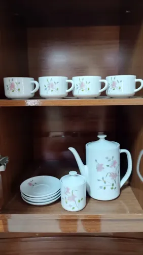 Jogo de Café em Louça Floral - 10 Peças