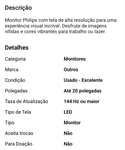 Monitor Philips de 20? Led