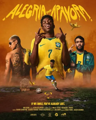 PÔSTER OFICIAL NIKE BRASIL COPA DO MUNDO 2026 VINI JR, RICHARLISON E PAQUETÁ
