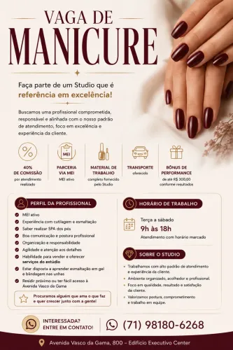 Vaga para Manicure 
