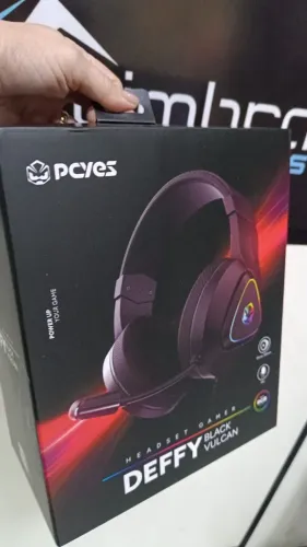 Fone Headset Gamer Deffy Black Vulcan, USB, Driver 50mm, RGB, Microfone - Loja Coimbra