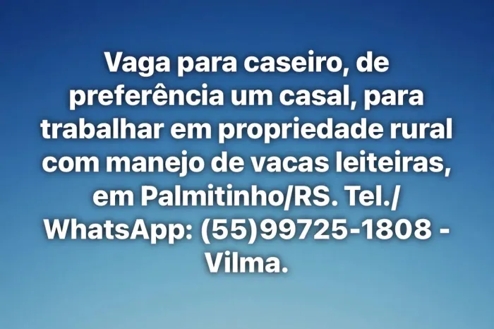 Vaga para caseiro