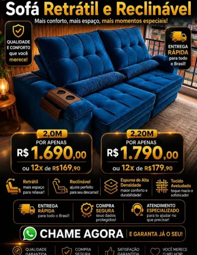 Sofá retrátil Lançamento, Mega PROMOÇÃO 