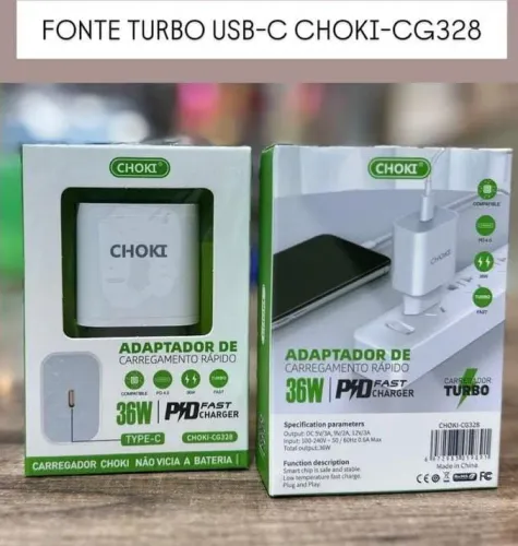 Fonte carregador turbo C - 36w adadaptador carregamento rapido celular