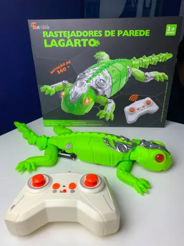 Lagarto Rastejador de Parede com Controle Remoto Fansikids - Sobe na Parede e Gira 360 Gra