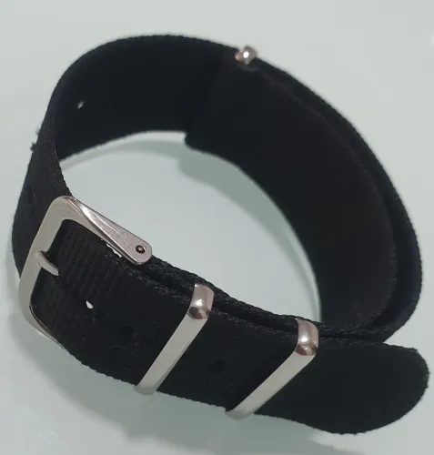 PULSEIRA NATO ZULU PARA RELÓGIO E SMARTWATCH - PRETA - 22MM - USADA