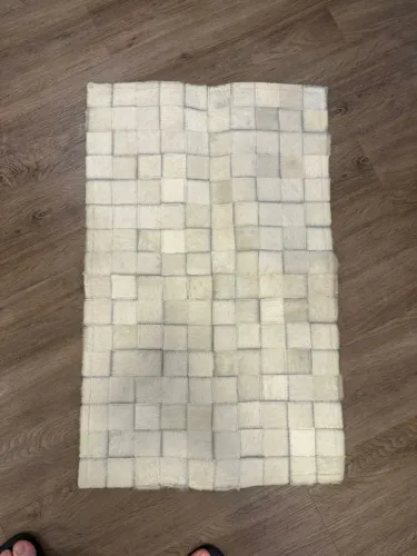 Tapete Pequeno Bege Patchwork com Textura Macia