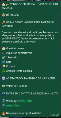 Vende-se ou troca