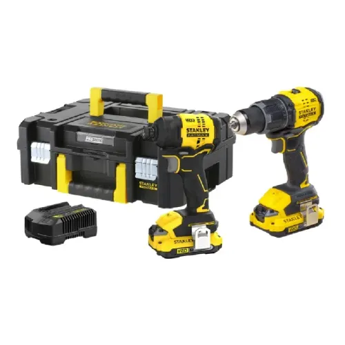 Combo Parafusadeira Furadeira Impacto + Parafusadeira Impacto 20V 2 Baterias 2Ah Stanley