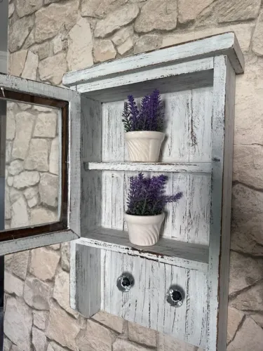 Mini armário pátina branca 48x27