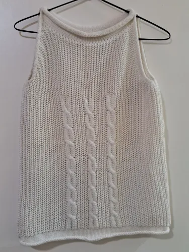 Colete de la tricô grosso branco quente feminino inverno