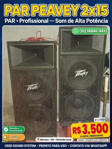 PAR CAIXAS ACÚSTICAS PEAVEY - DUPLA 15 + DRIVER TITÂNIO - PALCO