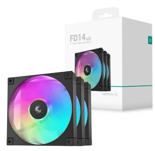 Kit Novo - Fan Cooler DeepCool FD14 140mm (3 unidades) ARGB Ventoinha Gabinete