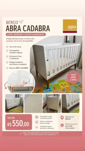 Berço que vira mini cama da abra cadabra