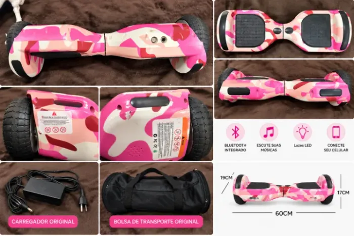 Hoverboard Bluetooth 6,5 Polegadas Rosa Militar HoverboardX