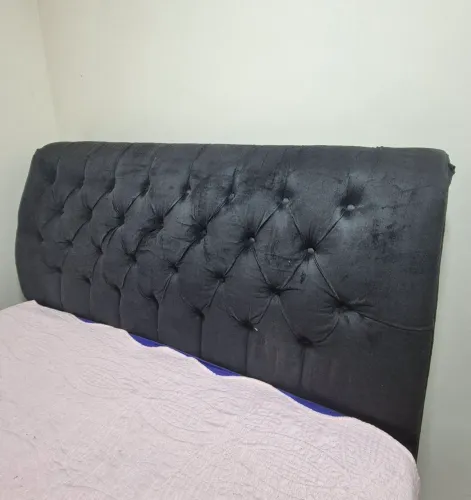 CABECEIRA CASAL SUEDE PRETA.