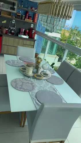 Vendo mesa 6 lugares tampo de vidro