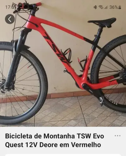 Bicicleta TSW Evo Quest 12v Deore Vermelho.