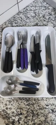 Talheres, faca churrasco e pegador de massa