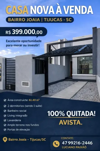CASA NOVA COM SUÍTE POR APENAS R$ 390 MIL!